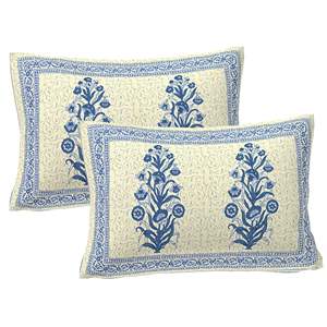 Blue Floral 100% Cotton 240 TC Super <b>King</b> <b>Size</b> Bedsheet Set with 2 Pillow Covers 3-Piece Home Use <b>Sheets</b> (SHKV1095) - Product Image 3