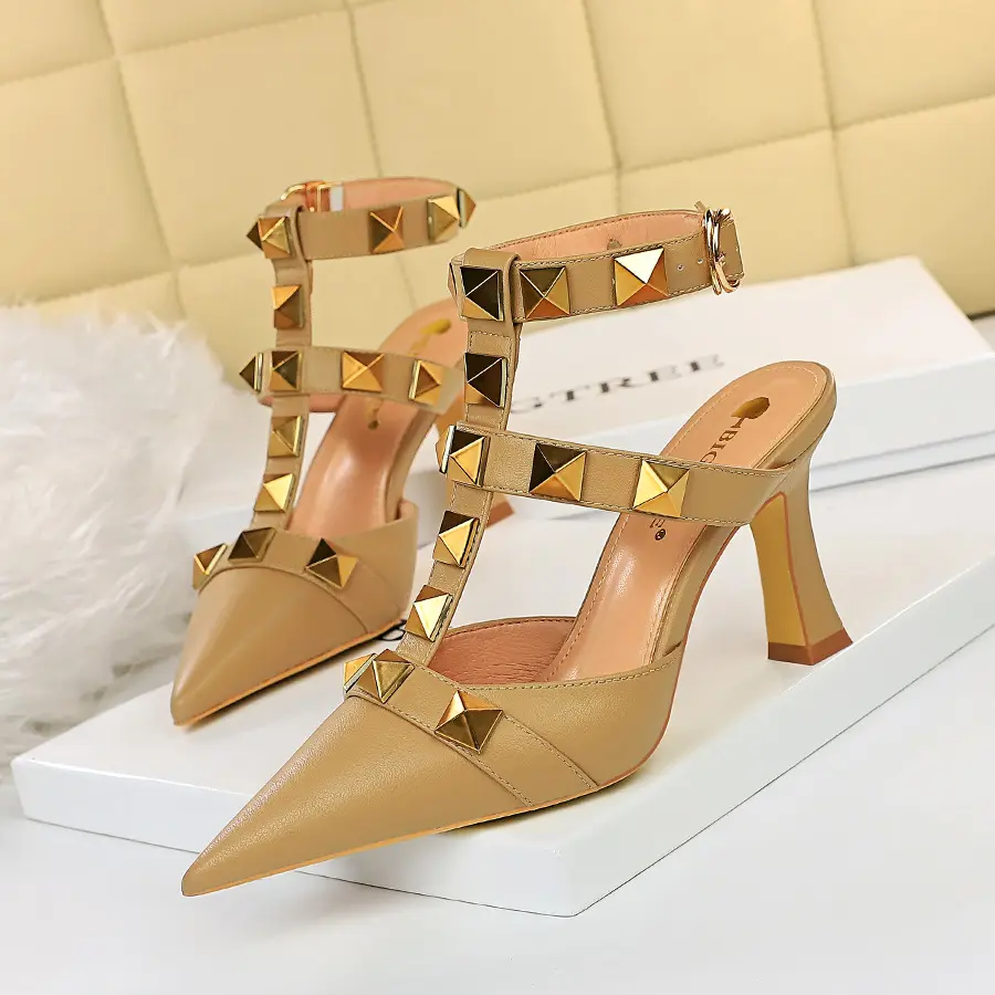 OEM Fancy Wedding Popular Pointed Toe Ankle Straps Sandals Women Heeled Shoes Clear Stiletto High Heels Pumps Shoes