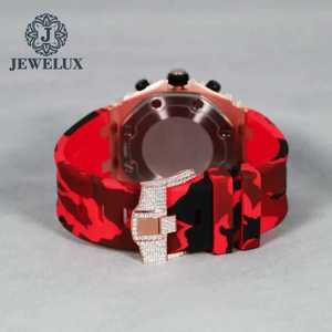 Montre mécanique automatique de luxe pour hommes avec cadran Moissanite Mouvement analogique japonais Design quartz rouge et bracelet en caoutchouc - Product Image 2