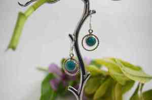 Boucles d'oreilles bohème en argent sterling faites à la main Design papillon élégant diamant de pierre précieuse turquoise cadeau ethnique d'inspiration ethnique - Product Image 2