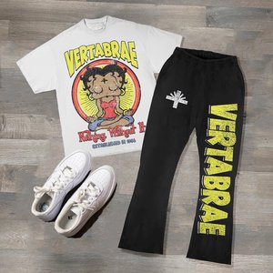 Custom Printed Logo Design Screen Printed Black Color <b>T</b> <b>Shirts</b> and Panel Trouser for Men's <b>Winter</b> Casual Wear Plus Size - Product Image 5