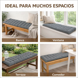 Cojín para Banco de Interior y Exterior con Funda con Cremallera, Relleno de Fibra Hueca, Almohadas Lumbares y Cojines para Asiento - Product Image 6