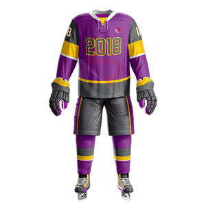 Concevez votre propre maillot de hockey sur glace - Prix bas Nouveauté Couleurs personnalisées 100% polyester Service personnalisé OEM Ensembles d'équipe personnalisés - Product Image 2