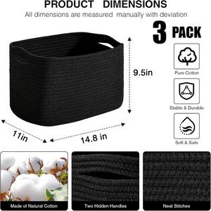 Ensemble Premium de 3 Paniers en Macramé Noir Panier Bohème Parfait pour Organiser les Essentiels et la Décoration Intérieure Vente en Gros en provenance d'Inde - Product Image 6