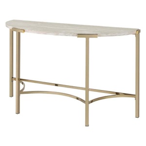Table console rectangulaire au design moderne, bois de fer et dessus en marbre, armoire pour papeterie et livres, plaqué or, taille idéale, meubles - Product Image 5