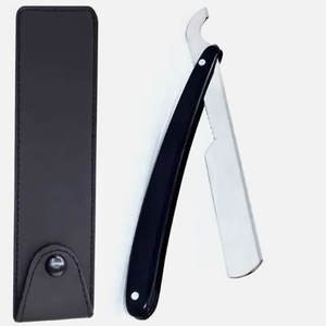 Maquinilla de afeitar de barbero de acero inoxidable con mango de plástico, cuchilla turca de borde recto, maquinilla de afeitar plegable al por mayor - Product Image 2