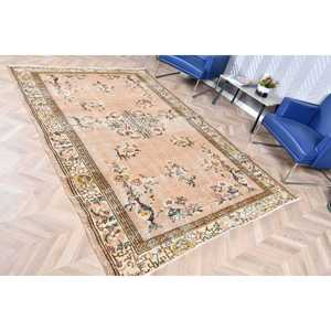 6x9.1 ft Rug, Vintage Turkish Large Rug, <b>Brown</b> <b>Wool</b> Rug - Product Image 3
