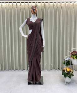 Trending Ready Wear Star Georgette <b>Sequin</b> Saree with Koti and Fully Stitched Blouse Fancy Party Wear Saree Set Made in India - Product Image 3