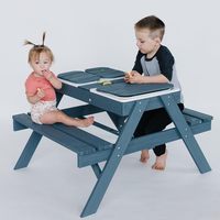 Ensemble de mobilier d'extérieur en bois pour enfants : table octogonale/rectangulaire, tabourets et chaises de pique-nique avec parasol pour salon - Vente en gros