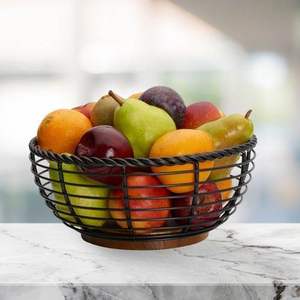 Cesta de frutas metálica, organizador de cocina contemporáneo para exhibir productos frescos y de fácil acceso - Product Image 5