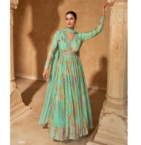 プレミアムChinnon生地インド民族Anarkali Salwar Kameez結婚式のパーティーとセレモニーのための卸売価格 - Product Image 1