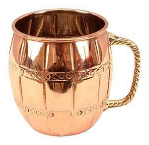 Taza de cerveza de mula de Moscú con diseño en forma de barril redondo de cobre puro con mango de latón, lo mejor para fiestas de cócteles de cerveza, artículos para Bar 530 ML 2023 - Product Image 2