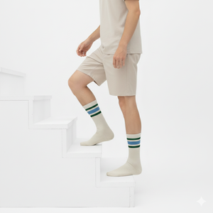 Chaussettes de sport rétro rayées personnalisables pour hommes, chaussettes tubulaires décontractées en coton, fabriquées en Turquie avec votre design - Product Image 5