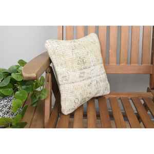 Almohada de retazos Kantha de lana Beige, almohada rústica de lujo de 12x12 pulgadas, patrones impresos bordados esponjosos Vintage para suelo - Product Image 2