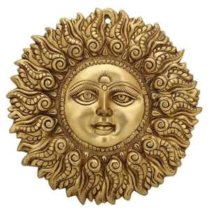 Decoración colgante de pared de cara de Sol de latón de alta calidad para el hogar, oficina, templo, decoración Fengshui Vastu, celebraciones de Diwali inspiradas - Product Image 1