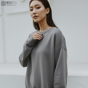 Streetwear de luxe personnalisé pour femmes sweat-shirt à col rond 100% coton oversize pull col hiver basique - Product Image 1