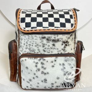 Nouveau sac à dos de transport en cuir à carreaux usiné à la main sac à dos à poils cachés conception unique sacs à dos à couches durables pour un usage quotidien - Product Image 1