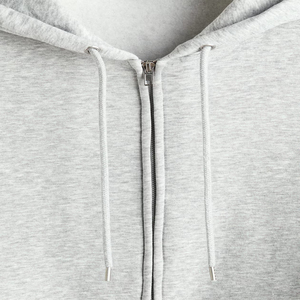 High Quality Casual Solid Fleece Loose Fit Hoodie Blank Unisex Custom Vintage Zip Hoodies Distressed Streetwear Sweatshirt OEM - Product Image 4
