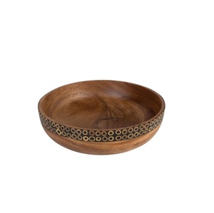 Ensaladera de madera hecha a mano decorativa de lujo Diseño impreso personalizable Cuenco de madera de mango para uso multiusos - Product Image 4