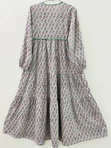 Designer britannique impression florale Maxi robe pour femmes col en v décontracté printemps vêtements bouton décoration nouveauté naturel - Product Image 3