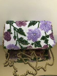 Detailed Embroidery Bohemian Style Pearl Evening Hand <b>Clutch</b> Purses Fancy Design Lining Wholesale - Product Image 6