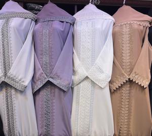 New Modest Dubai Kaftan Abaya Beaded <b>Sequined</b> Muslim Traditional Handmade Wedding Women Polyester Breathable V Neck Ankle Length - Product Image 2