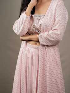 Broderie de séquence Georgette avec stug, tenue de fête indienne pour femmes, sari bon marché, prix bas, vente en gros - Product Image 6