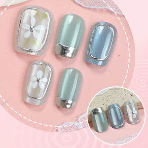 Vente en gros de thé glacé Long Island haut de gamme fait à la main Short boutique trapézoïdal Nail Art portable en relief 3D pour les ongles - Product Image 4