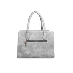 Style décontracté gris P36133 sac à main motif géométrique grande capacité cartable deux poignées fermeture à glissière fermeture à selle écologique PU - Product Image 1