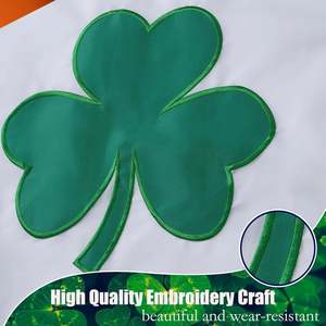 Drapeau irlandais brodé trèfle à quatre feuilles 4x6 pieds pour extérieur, drapeaux trèfles irlandais robustes pour la Saint-Patrick et décorations de mariage, 2 supports en laiton - Product Image 6