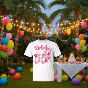 Customizable <b>Flamingo</b> Fan T-<b>Shirt</b> for 55th Birthday Compressed Feature Promotional Gift for 55-Year-Olds - Product Image 2