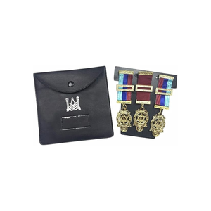 Joya masónica de imitación de cuero negro medio, personalizada, religiosa, tradicional, baja MOQ, servicio OEM para joyas de masones - Product Image 1