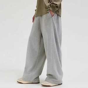 Pantalones Deportivos Extra Grandes Personalizados OEM de 450 g/m², Dobladillo sin Rematar, Cintura Elástica, Pantalones Deportivos Holgados, Pantalones Deportivos de Color Sólido y Peso Pesado - Product Image 1