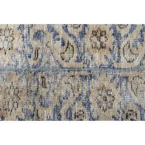 Alfombra Turca de 1.8x4.4 pies, Alfombra Vintage Azul con Diseño Floral de Lana - Product Image 4