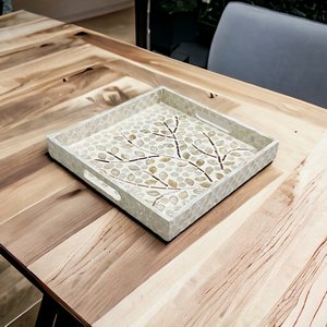 Bandejas de Servir de Lujo con Incrustaciones de Nácar y Hueso, Diseño Floral a Rayas, Aptas para Lavavajillas, para Hoteles y Restaurantes, por FAIZA CRAFT - Product Image 2