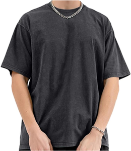 T-shirt décontracté pour homme en coton 100% délavé à l'acide, coupe régulière confortable, doux, respirant, manches courtes, col rond - Product Image 2