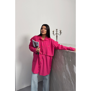 Chemise élégante pour femme de couleur fuchsia, chemisier de créateur - Product Image 5