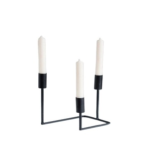 3-Arm Black Powder Coated Metal Stand <b>Bulk</b> <b>Candle</b> Holder for Christmas Decor Wedding Dining Table Home Use <b>Candle</b> Jar Holder - Product Image 1
