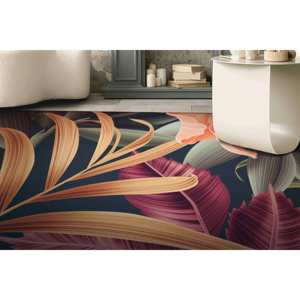 Tapis à motifs de feuilles tropicales, tapis imprimé, tapis de salle de bain, tapis de cuisine, tapis à motifs de feuilles de jungle, tapis moelleux à poils longs - Product Image 1