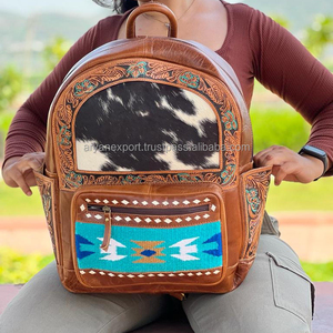 Sacs à dos en cuir de vachette véritable usiné à la main Sacs à dos en cuir sculptés élégants Sacs à dos de style occidental Nouvelle mode élégante - Product Image 2