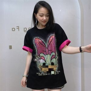 Camiseta Casual de Manga Corta para Mujer, Estilo Veraniego, con Patrón de Rayas, 100% Fibra de Bambú, Logotipo Personalizado, Corte Regular - Product Image 2