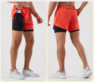 Nouveau gros 2-en-1 Fitness Liner Shorts de sport pour hommes Maille en polyester à séchage rapide avec poches Bas actifs lâches pour le fitness - Product Image 2