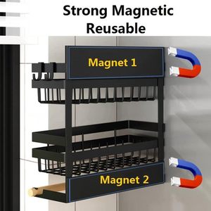 Portaspezie per frigo a 3 livelli magnetico per condimenti Organizer per condimenti da cucina scaffale laterale per frigorifero con porta asciugamani di carta - Product Image 5
