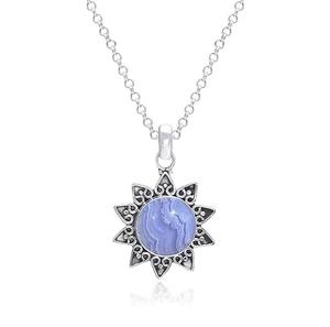 Forme d'étoile Bleu Dentelle Agate Gemstone 925 Sterling Silver Wholesale Pendentif Fine Jewelry Pendentif Avec 925 Silver Pendant Jewelry - Product Image 1