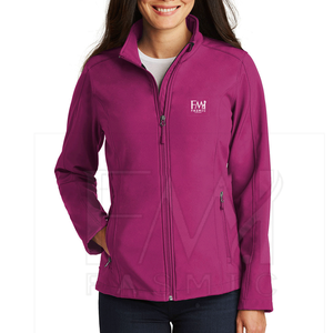Veste Softshell unie pour femmes de couleur violette pour vestes de camping de style à motif personnalisé à prix raisonnable - Product Image 3