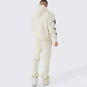 Pantalon évasé unisexe personnalisé et ensemble de survêtement à capuche de haute qualité tout imprimé 100% coton polaire Street Wear hiver hommes - Product Image 3