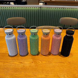 Gobelet isotherme en acier inoxydable de 600ml avec paille en strass fait à la main - Product Image 2