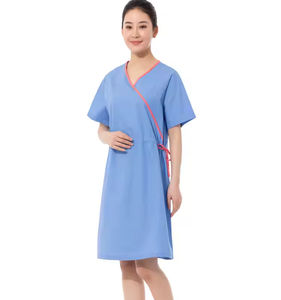 Robes de patient en tissu mélangé de coton, adaptées à toutes les tailles pour hommes et femmes, robe d'hôpital réutilisable, lavable, robe de maternité - Product Image 3
