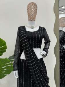 Signature Prêt à Porter Spandex Lehenga Saree Curated Vêtements Ethniques Contemporains pour les Boutiques Haut de Gamme en Gros et Pas Cher - Product Image 3