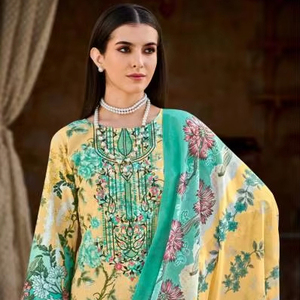 Collection de costumes à broder en coton de qualité supérieure Salwar Kameez pour la fête disponible au tarif de gros - Product Image 1